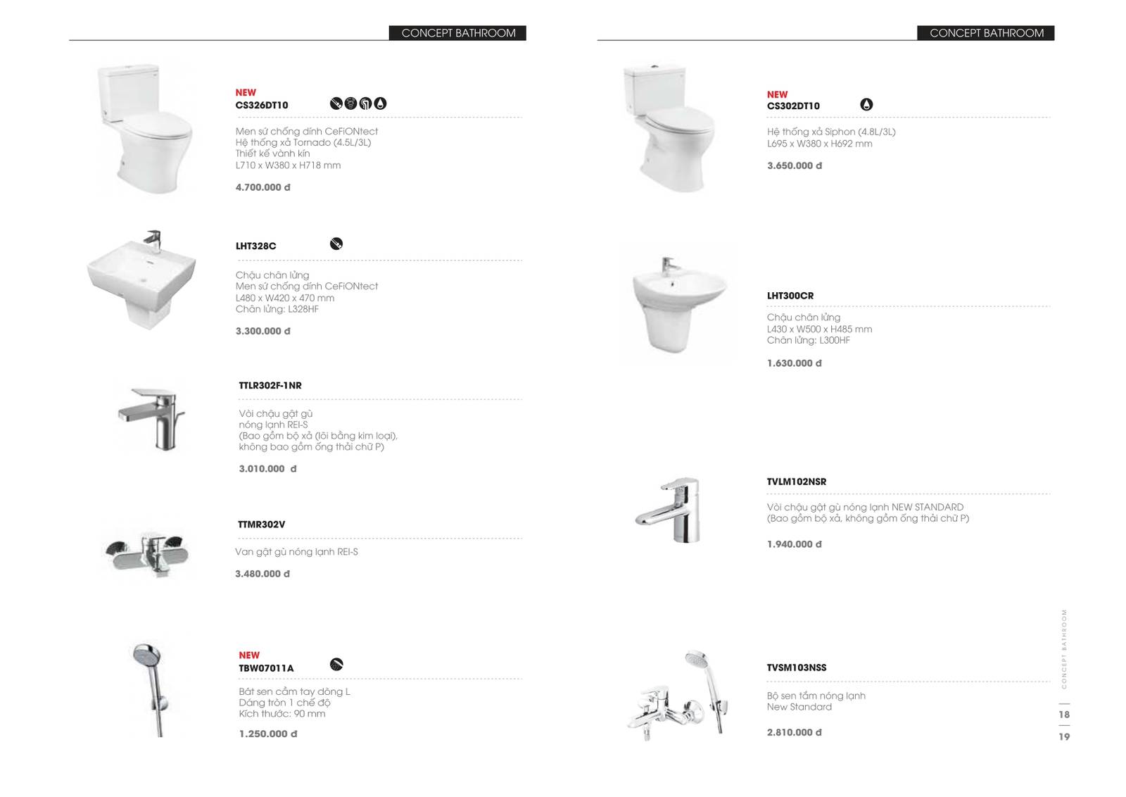 Bảng giá và Catalogue Thiết bị vệ sinh TOTO mới nhất 2024 /Page 4